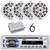 Pyle PLCD43MRB Single DIN Marine Bluetooth USB/AUX MP3 Player AM/FM Radio In-Dash Stereo Head Unit Receiver, 4x 5.25" 150W Max 2-Way Waterproof Boat Speakers, 4 Channel Bluetooth Amplifier, Antenna