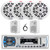 Pyle PLMRB29W Single DIN Marine Bluetooth USB/AUX MP3 Player AM/FM Radio In-Dash White Stereo Receiver, 4x 5.25" 150W Max 2-Way Speakers, 2x 4'' 30W Max 3-Way Indoor/Outdoor White Speakers, Antenna