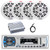 Pyle PLMRB29W Single DIN Marine Bluetooth USB/AUX MP3 Player AM/FM Radio In-Dash White Stereo Receiver, 4x 5.25" 150 Watt Max Power 2-Way Waterproof Boat Speakers, 4 Channel Amplifier, Radio Antenna