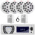 Pyle PLRMR23BTW Single DIN Marine Bluetooth USB/AUX MP3 Player AM/FM Radio In-Dash Stereo Receiver, 4x 5.25" 150W Max 2-Way Speakers, 2x 4'' 30W Max 3-Way Indoor/Outdoor White Box-Speakers, Antenna
