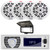 Pyle PLRMR23BTW Single DIN Marine Bluetooth USB/AUX MP3 Player AM/FM Radio In-Dash Stereo Receiver w/White Cover, 4x Pyle PLMR52 5.25" 150 Watt Max Power 2-Way Waterproof Boat Speakers