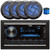 Pyle PLR2DN Double DIN Marine Bluetooth 300 Watt USB/AUX MP3 Player AM/FM Radio Stereo Receiver, 4x 5.25" 180W Max 2-Way Low Profile Slim Style Blue LED Black Speakers, 50 Feet 16 Gauge Speaker Wire