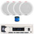 Pyle PLMRB29W2 Single DIN Marine Bluetooth USB/AUX MP3 Player AM/FM Radio Stereo Receiver, 4x 6.5" 400 Watt Max Power Dual Cone White Boat Speakers, 50 Feet 16 Gauge Speaker Wire