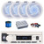 Pyle PLMRB29W2 Single DIN Marine Bluetooth USB/AUX MP3 Player AM/FM Radio Stereo Receiver, 4x 6" 240W Max Power Low Profile 2-Way Blue LED White Boat Speakers, 4-Channel Amplifier w/Kit, Speaker Wire