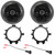 2x Kicker 43DSC6504 6.5" 240 Watt Max Power 2-Way 4-Ohm Coaxial Car Audio Speakers, 2x Speaker Mounting Bracket Adaptor, Speaker Wire Harness, 2x Adjustable Speaker Baffle (Fits 1995-2009 GM Vehicles)