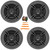 4x Pyle PL613BK 6.5" 300 Watt Max Power 3-Way Triaxial Speakers, 4x 6.5" Adjustable Speaker Baffle, Pry Tool Set, 50 Feet 16 Gauge Speaker Wire
