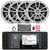 Infinity R3000 Wake Series Marine Bluetooth USB/AUX AM/FM Radio Digital Media Stereo Receiver w/Install Adaptor Plate, 4x 6.5" 225W Max High-Performance Speakers, 4-Channel Amplifier w/Kit, Antenna