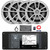 Infinity R3000 Wake Series Marine Bluetooth USB/AUX AM/FM Radio Digital Media Stereo Receiver w/Install Adaptor Plate, 4x 6.5" 225W Max Power White Boat Speakers, 4-Channel Amplifier w/Kit, Antenna