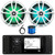 JBL R3500 Marine Bluetooth USB/AUX AM/FM Radio Weather-Resistant Digital Media Stereo Receiver w/Install Adaptor Plate, 2x 6.5" 225W Max Waterproof RGB LED White Boat Speakers, Antenna, Speaker Wire