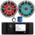 JBL R3500 Marine Bluetooth USB/AUX AM/FM Weather-Resistant Digital Media Stereo Receiver w/Install Adaptor Plate, 2x 6.5" 225W Max Waterproof Coaxial RGB LED Boat Titanium Speakers, Antenna, Wire