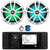 JBL R3500 Marine Bluetooth USB/AUX AM/FM Weather-Resistant Digital Media Stereo Receiver w/Install Adaptor Plate, 2x 6.5" 225W Max Coaxial RGB LED White Boat Speakers, Radio Antenna, Speaker Wire