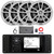 JBL R3500 Marine Bluetooth USB/AUX AM/FM Radio Weather-Resistant Digital Media Stereo Receiver w/Install Adaptor Plate, 4x 6.5" 225W Max High-Performance Speakers, 4-Channel Amplifier w/Kit, Antenna