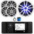JBL R3500 Marine Bluetooth USB/AUX AM/FM Weather-Resistant Digital Media Stereo Receiver w/ Adaptor Plate, 4x 6.5" 225 Watt Max Power Boat Speakers, 10" 750W Max RGB LED Subwoofer, Antenna, Wire