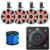 JBL AURA-BT-M Marine Bluetooth Compact High-Performance 2-Way Stereo Receiver, 4x Kicker 8" 300 Watt Max Power 2-Way Coaxial Wakeboard Tower Speakers - White Enclosure w/White Grille, 50 Feet 16G Wire