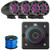 JBL AURA-BT-M Marine Bluetooth Compact High-Performance 2-Way Stereo Receiver, 4x Kicker 46KMFC65 6.5" 195 Watt Max Power RGB LED Black Boat Tower Speakers w/Charcoal Grilles, 50 Feet 16G Speaker Wire