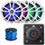 JBL AURA-BT-M Marine Bluetooth Compact High-Performance 2-Way Stereo Receiver, 4x Infinity 6.5" 225 Watt Max Power Waterproof Coaxial RGB LED White Boat Speakers, 50 Feet 16 Gauge Speaker Wire