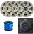 JBL AURA-BT-M Marine Bluetooth Compact High-Performance 2-Way Stereo Receiver, 4x Kicker 6.5" 195 Watt Max Power 4 Ohm Coaxial Boat Speakers W/White Grilles, 50 Feet 16 Gauge Speaker Wire