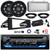 JVC KD-T720BT Single DIN Bluetooth USB/AUX CD Player AM/FM Stereo Receiver w/Install Kit + Radio Cover, 2x 6.5" 120W Max Speakers w/Adapters, Amplifier w/Kit, Wire, Power Block, Handlebar Controls