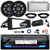 JVC KD-X38MBS Single DIN Marine Bluetooth USB/AUX AM/FM Radio Stereo Receiver w/Install Kit + Radio Cover, 2x 6.5" 120W Max Speakers w/Adapters, Amplifier w/Kit, Wire, Power Block, Handlebar Controls