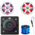 JBL AURA-BT-M Marine Bluetooth 2-Way Compact High-Performance Stereo Receiver, 2x 7.7" 255 Watt Max Power 2-Way RGB LED Boat Audio Black Speakers w/White + Gray Grilles, Radio Antenna, Speaker Wire