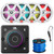 JBL AURA-BT-M Marine Bluetooth 2-Way Compact High-Performance Stereo Receiver, 4x 7.7" 255 Watt Max Power 2-Way RGB LED Boat Audio Black Speakers w/White + Gray Grilles, Radio Antenna, Speaker Wire