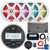 JBL PRV-175 Marine Bluetooth USB/AUX AM/FM Gauge Style Digital Media Receiver w/Cover + Remote + Extension Cable, 4x 7.7" 255W Max RGB LED Speakers, 4-Channel Amplifier w/Kit, Adapter, Antenna, Wire
