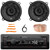 Infinity Alpha 100 Single DIN Bluetooth USB/AUX SD MP3 Player FM Radio Digital Media Car Audio Receiver, 2x 5.25" 480W Max 2-Way Coaxial Automotive Speakers, Speaker Wire, Radio Antenna, Pry Tool Set