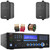 Pyle PD1000BA Bluetooth USB MP3 Player AM/FM Radio Home Theater Preamplifier Receiver, 2x Enrock EKMR408B 4" 30 Watt Max Power 3-Way Indoor/Outdoor Black Speakers, Banana Plugs, Speaker Wire