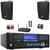 Pyle PD1000BA Bluetooth USB MP3 AM/FM Home Theater Preamplifier Receiver, 2x 4" 200 Watt Max Power 3-Way Indoor/Outdoor Black Speakers, VHF Wireless Microphone System, Banana Plugs, Wire