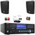 Pyle PD1000BA Bluetooth USB MP3 AM/FM Home Theater Preamplifier Receiver, 2x 4" 200 Watt Max Power 3-Way Indoor/Outdoor Black Speakers, VHF Wireless Microphone System, Banana Plugs, Speaker Wire