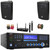 Pyle PD1000BA Bluetooth USB MP3 AM/FM Home Theater Preamplifier Receiver, 2x 4" 200 Watt Max Power 3-Way Indoor/Outdoor Black Speakers, Wireless Microphone System, Banana Plugs, Wire