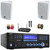 Pyle PD1000BA Bluetooth USB MP3 AM/FM Home Theater Preamplifier Receiver, 2x 4" 200 Watt Max Power 3-Way Indoor/Outdoor White Speakers, VHF Wireless Microphone System, Banana Plugs, Wire