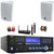Pyle PD1000BA Bluetooth USB MP3 AM/FM Home Theater Preamplifier Receiver, 2x 4" 200 Watt Max Power 3-Way Indoor/Outdoor White Speakers, Wireless Microphone System, Banana Plugs, Wire