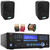 Pyle PD1000BA Bluetooth USB MP3 Player AM/FM Radio Home Theater Preamplifier Receiver, 2x Pyle PDWR30B 3.5" 300 Watt Max Power Waterproof Indoor/Outdoor Black Speakers, Banana Plugs, Speaker Wire
