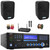 Pyle PD1000BA Bluetooth USB MP3 AM/FM Home Theater Preamplifier Receiver, 2x 3.5" 300 Watt Max Power Indoor/Outdoor Black Waterproof Speakers, VHF Wireless Microphone System, Banana Plugs, Wire