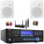 Pyle PD1000BA Bluetooth USB MP3 AM/FM Home Theater Preamplifier Receiver, 2x 6.5" 500 Watt Max Power Indoor/Outdoor Waterproof White Speakers, Wireless Microphone System, Banana Plugs, Wire