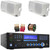 Pyle PD1000BA Bluetooth USB MP3 Player AM/FM Radio Home Theater Preamplifier Receiver, 2x Pyle PLMR24 3.5" 200 Watt Max Power 3-Way White Mini Box Speakers, Banana Plugs, Speaker Wire