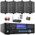 Pyle PD1000BA Bluetooth USB MP3 AM/FM Home Theater Preamplifier Receiver, 4x 4" 30 Watt Max Power 3-Way Indoor/Outdoor Black Speakers, VHF Wireless Microphone System, Banana Plugs, Wire
