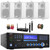 Pyle PD1000BA Bluetooth USB MP3 AM/FM Home Theater Preamplifier Receiver, 4x Enrock EKMR408W 4" 30 Watt Max Power 3-Way Indoor/Outdoor White Speakers, Wireless Microphone System, Banana Plugs, Wire