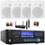 Pyle PD1000BA Bluetooth USB MP3 AM/FM Home Theater Preamplifier Receiver, 4x 6.5" 500 Watt Max Power Indoor/Outdoor Waterproof White Speakers, Wireless Microphone System, Banana Plugs, Wire