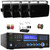 Pyle PD1000BA Bluetooth USB MP3 AM/FM Home Theater Preamplifier Receiver, 4x 3.5" 200 Watt Max Power 3-Way Indoor/Outdoor Black Speakers, VHF Wireless Microphone System, Banana Plugs, Speaker Wire