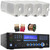 Pyle PD1000BA Bluetooth USB MP3 Player AM/FM Radio Home Theater Preamplifier Receiver, 4x Pyle PLMR24 3.5" 200 Watt Max Power 3-Way White Mini Box Speakers, Banana Plugs, Speaker Wire