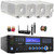 Pyle PD1000BA Bluetooth USB MP3 AM/FM Home Theater Preamplifier Receiver, 4x 3.5" 200 Watt Max Power 3-Way White Mini Box Speakers, Wireless Microphone System, Banana Plugs, Wire