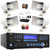 Pyle PD1000BA Bluetooth USB MP3 AM/FM Home Theater Preamplifier Receiver, 4x 6" 50 Watt Max Power 8-Ohms Indoor/Outdoor PA Horn Speakers, VHF Wireless Microphone System, Banana Plugs, Speaker Wire