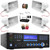 Pyle PD1000BA Bluetooth USB MP3 AM/FM Home Theater Preamplifier Receiver, 4x 8" 65 Watt Max Power 8-Ohms Indoor/Outdoor PA Horn Speakers, VHF Wireless Microphone System, Banana Plugs, Speaker Wire