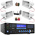 Pyle PD1000BA Bluetooth USB MP3 AM/FM Home Theater Preamplifier Receiver, 4x Pyle PHSP5 8" 65 Watt Max Power 8-Ohms Indoor/Outdoor PA Horn Speakers, Wireless Microphone System, Banana Plugs, Wire
