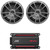 2x JBL Stage Marine 10" 600 Watt Max Power Gray Marine Audio Subwoofer, 600W Max Compact Waterproof Digital Boat Mono Amplifier