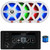 JBL JAM6500N Marine Bluetooth USB-C DAB+ Tuner AM/FM Radio Gauge Style SiriusXM-Ready Receiver, 4x 8" 450 Watt Max 2-Way RGB LED Boat Speakers with White & Gray Grilles, 50 Feet 16 Gauge Speaker Wire