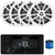 JBL JAM6500N Marine Bluetooth USB-C DAB+ Tuner AM/FM Radio Gauge Style SiriusXM-Ready Receiver, 4x 6.5" 180 Watt Max Power 2-Way Multi-Element White Boat Speakers, 50 Feet 16 Gauge Speaker Wire
