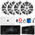 JBL JAM6500N Marine Bluetooth USB-C DAB+ Tuner AM/FM Radio Gauge Style Receiver w/Wired Remote, 4x 6.5" 180 Watt Max Multi-Element White Speakers, 4 Channel Amplifier w/Kit, USB Adapter, Antenna, Wire